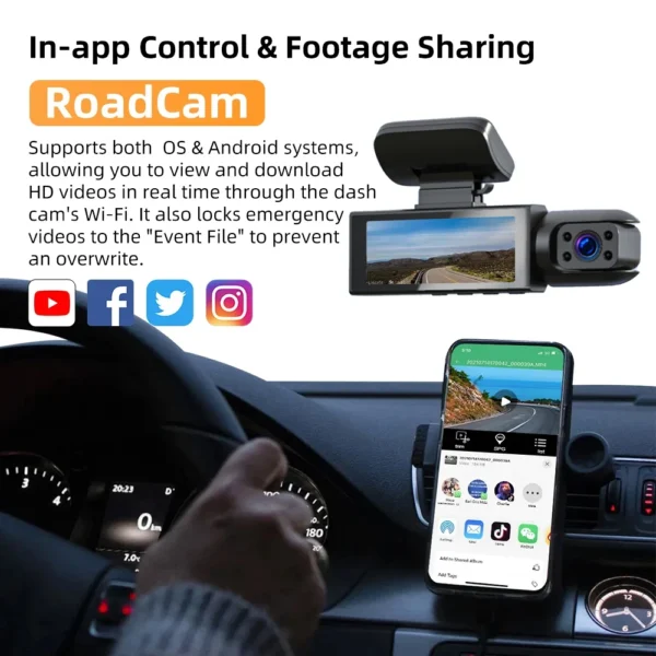 1080P WIFI Dual camera Dash Cam for cars,Front And Inside,car camera with IR Night Vision,Loop Recording,wide angle Car DVR Came 3