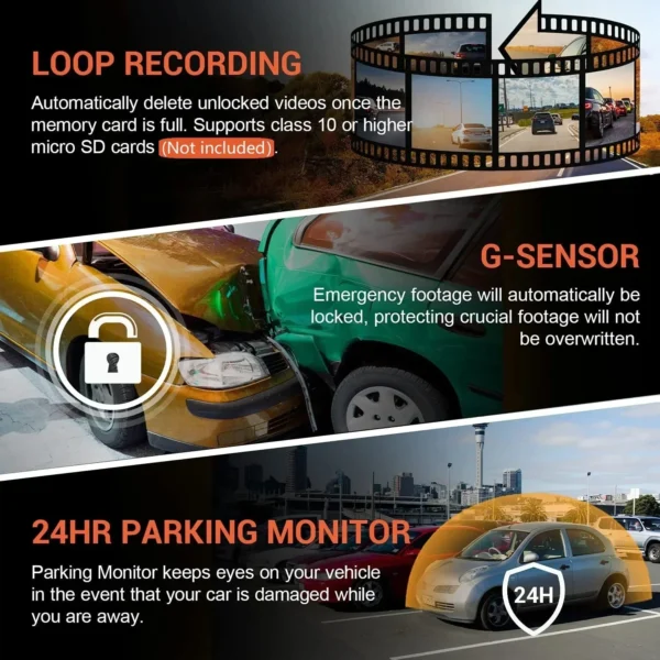 1080P WIFI Dual camera Dash Cam for cars,Front And Inside,car camera with IR Night Vision,Loop Recording,wide angle Car DVR Came 6