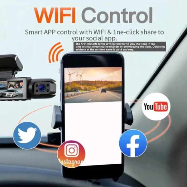 1080P WIFI Dual camera Dash Cam for cars,Front And Inside,car camera with IR Night Vision,Loop Recording,wide angle Car DVR Came 2