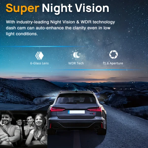 1080P WIFI Dual camera Dash Cam for cars,Front And Inside,car camera with IR Night Vision,Loop Recording,wide angle Car DVR Came 4