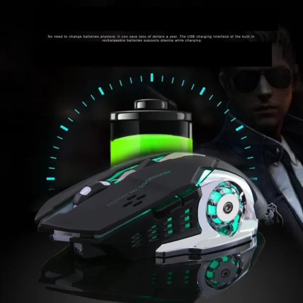 Rechargeable Wireless Mouse Gaming Computer Silent Bluetooth Mouse USB Mechanical E-Sports Backlight PC Gamer Mouse For Computer 2