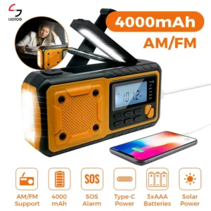 LOTOTG Portable Emergency Solar Power Radio Hand Crank Charging AM/FM Weather Radio Led Reading Flashlight Bank Phone Charger 1