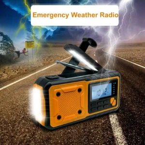 LOTOTG Portable Emergency Solar Power Radio Hand Crank Charging AM/FM Weather Radio Led Reading Flashlight Bank Phone Charger 3
